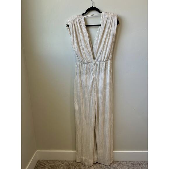 SABINA MUSAYEV Peleg Plunge Neck Jumpsuit Pearl Blush Size Medium, No Belt - Picture 4 of 12